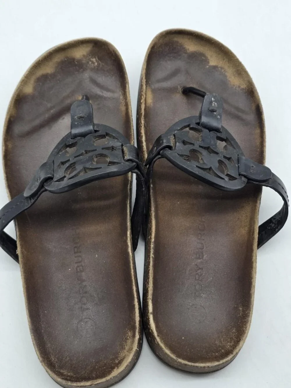 Tory Burch Sandals Womens Size 8 39 Miller Cloud Logo Thong Cork Footbed Shoes